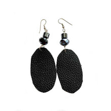Load image into Gallery viewer, thecrochetbasket.com Leather-earring-black-oval
