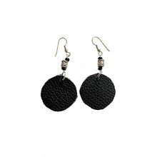 Load image into Gallery viewer, thecrochetbasket.com Leather-earring-black-round
