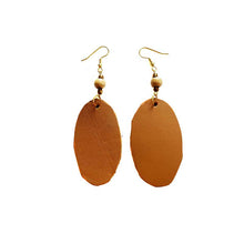 Load image into Gallery viewer, thecrochetbasket.com Leather-earring-brown-oval
