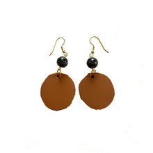 Load image into Gallery viewer, thecrochetbasket.com Leather-earring-brown-round-3
