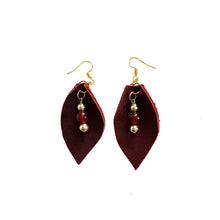 Load image into Gallery viewer, thecrochetbasket.com Leather-earring-darrk-redbrown-drop
