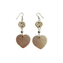 Load image into Gallery viewer, thecrochetbasket.com Leather-earring-double-hearts
