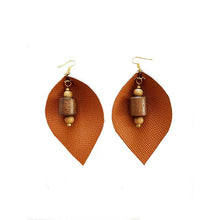 Load image into Gallery viewer, thecrochetbasket.com Leather-earring-light-brown-drop
