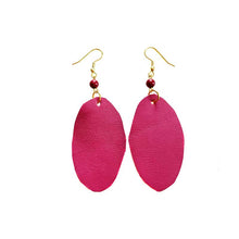 Load image into Gallery viewer, thecrochetbasket.com Leather-earring-pink-oval

