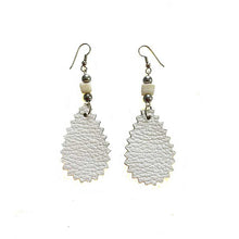 Load image into Gallery viewer, thecrochetbasket.com Leather-earring-white-drop
