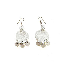 Load image into Gallery viewer, thecrochetbasket.com Leather-earring-white-round
