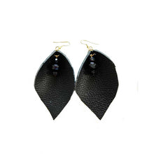 Load image into Gallery viewer, thecrochetbasket.com Leather-earring-black-drop