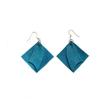Load image into Gallery viewer, thecrochetbasket.com Leather-earring-blue-square