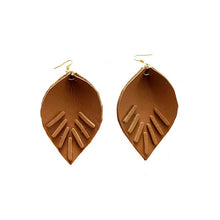Load image into Gallery viewer, thecrochetbasket.com Leather-earring-brown-line-drop