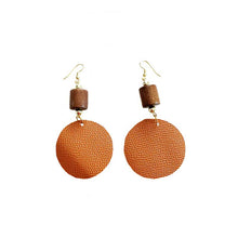 Load image into Gallery viewer, thecrochetbasket.com Leather-earring-brown-round-2