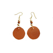 Load image into Gallery viewer, thecrochetbasket.com Leather-earring-brown-round