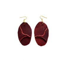 Load image into Gallery viewer, thecrochetbasket.com Leather-earring-dark-red-oval