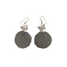 Load image into Gallery viewer, thecrochetbasket.com Leather-earring-gray-butterflies