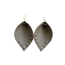 Load image into Gallery viewer, thecrochetbasket.com Leather-earring-gray-dots-drop