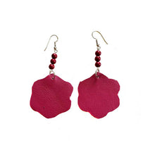 Load image into Gallery viewer, thecrochetbasket.com Leather-earring-pink-flower