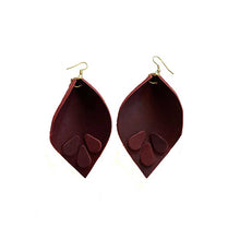 Load image into Gallery viewer, thecrochetbasket.com Leather-earring-red-wine-drop