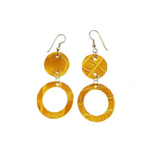 Load image into Gallery viewer, thecrochetbasket.com Leather-earring-yellow-double-round